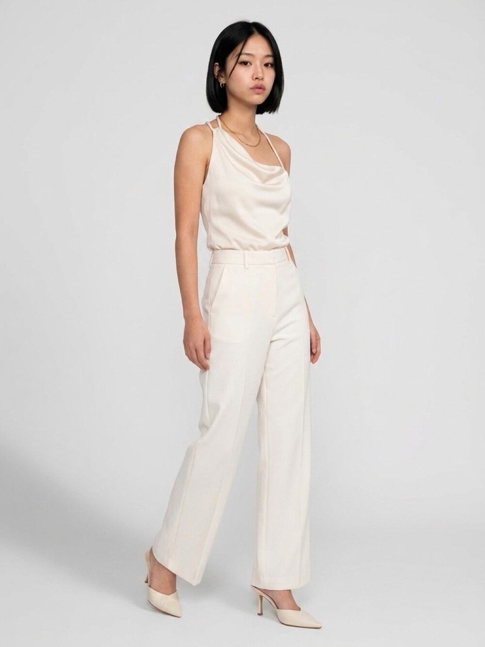 ET OCHS Fleur Asymmetric Champagne Silk Top Size M